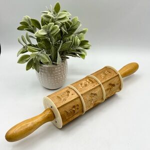 German Wooden Springerle Rolling Pin with Bakelite.